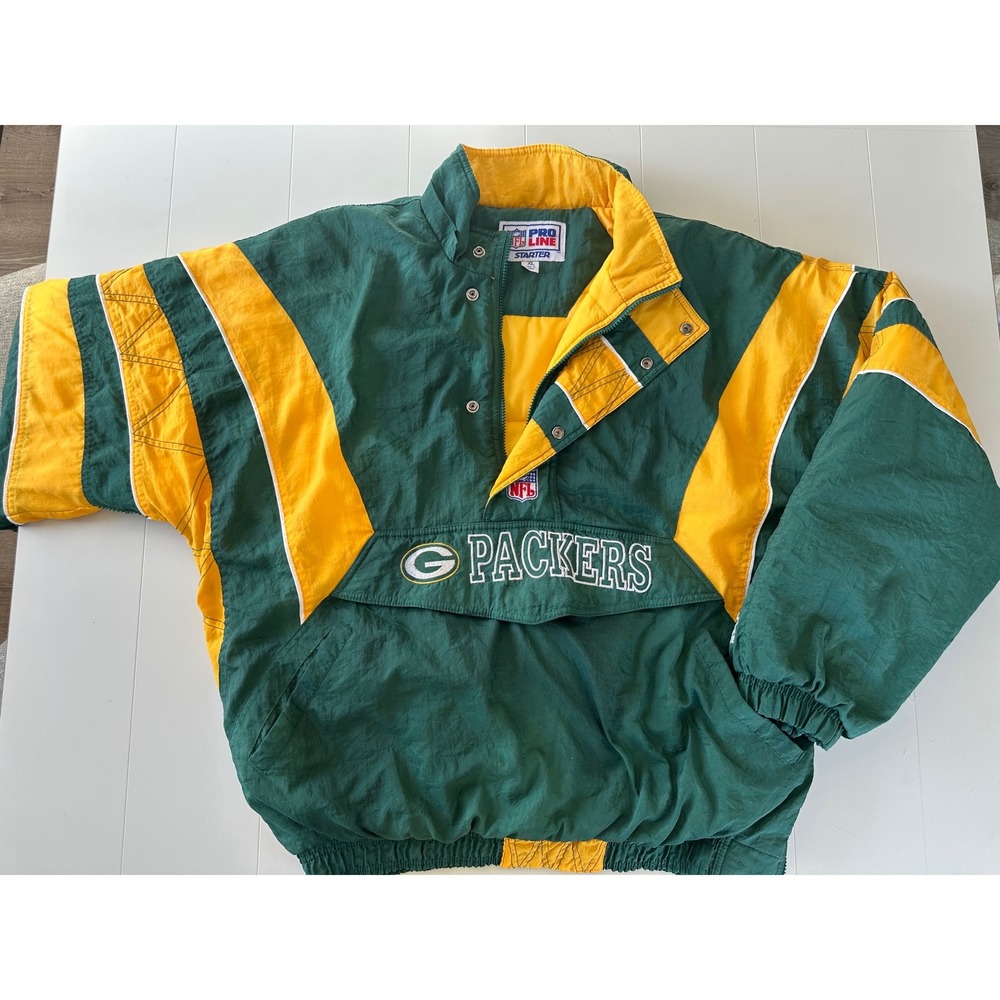 Vintage Green Bay Packers Starter Pro Line Puffer Jacket XL Green Gold NFL 90s